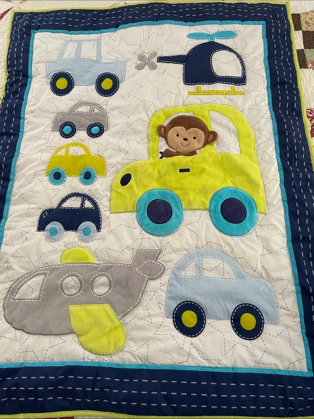 Carters child of mine throw crib blanket boys blue white